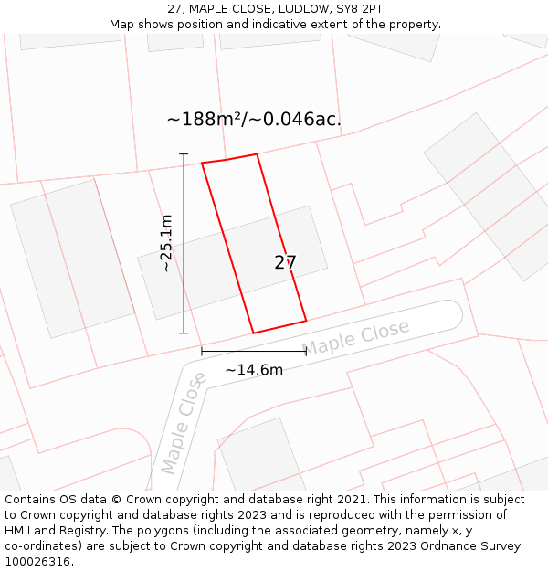 27, MAPLE CLOSE, LUDLOW, SY8 2PT: Plot and title map