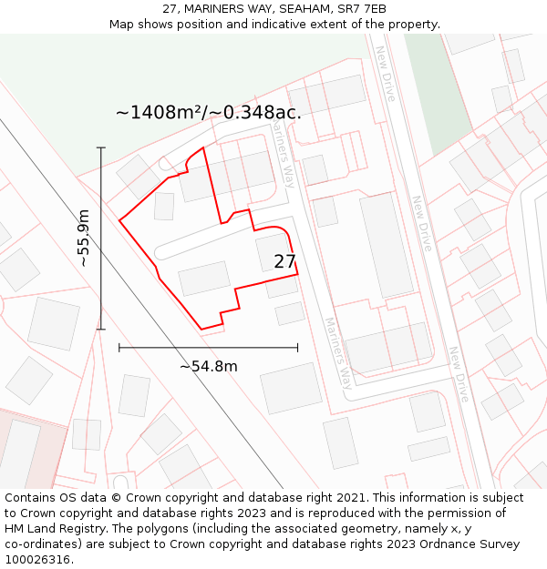27, MARINERS WAY, SEAHAM, SR7 7EB: Plot and title map