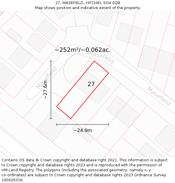 27, MASEFIELD, HITCHIN, SG4 0QB: Plot and title map
