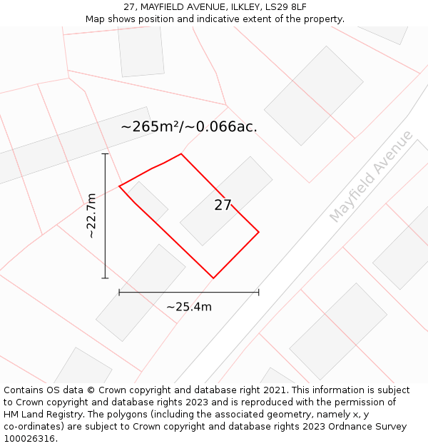 27, MAYFIELD AVENUE, ILKLEY, LS29 8LF: Plot and title map