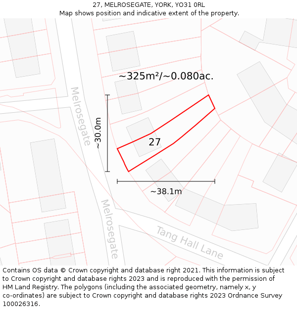 27, MELROSEGATE, YORK, YO31 0RL: Plot and title map