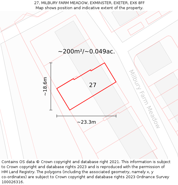 27, MILBURY FARM MEADOW, EXMINSTER, EXETER, EX6 8FF: Plot and title map