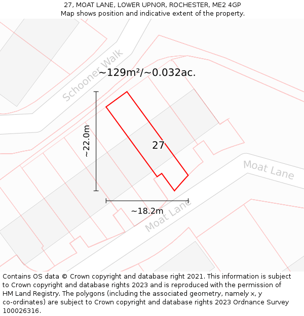 27, MOAT LANE, LOWER UPNOR, ROCHESTER, ME2 4GP: Plot and title map