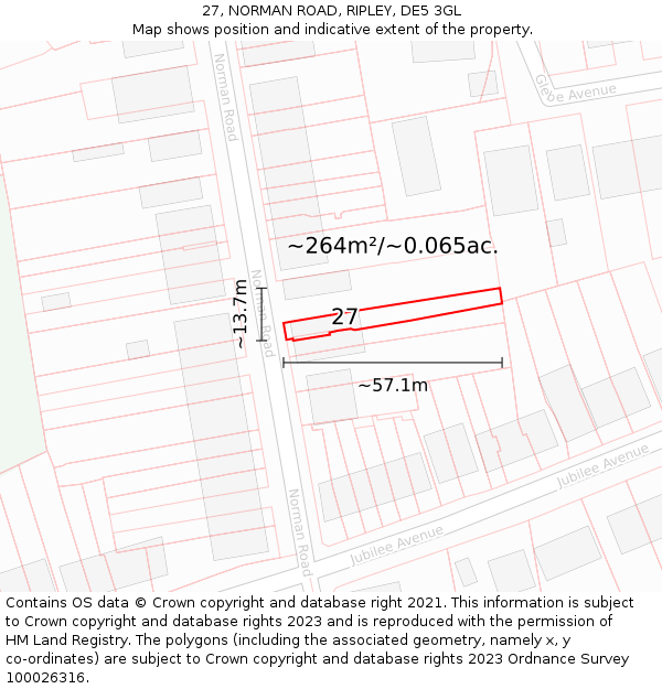 27, NORMAN ROAD, RIPLEY, DE5 3GL: Plot and title map