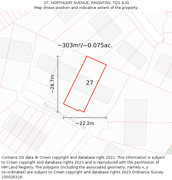 27, NORTHLEAT AVENUE, PAIGNTON, TQ3 3UG: Plot and title map