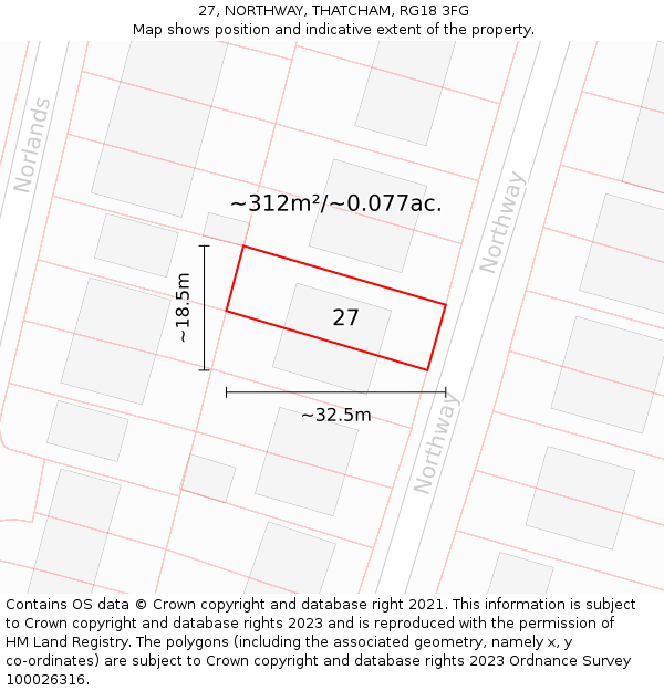 27, NORTHWAY, THATCHAM, RG18 3FG: Plot and title map
