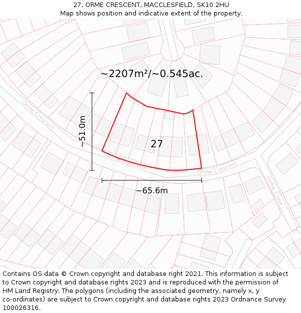 27, ORME CRESCENT, MACCLESFIELD, SK10 2HU: Plot and title map