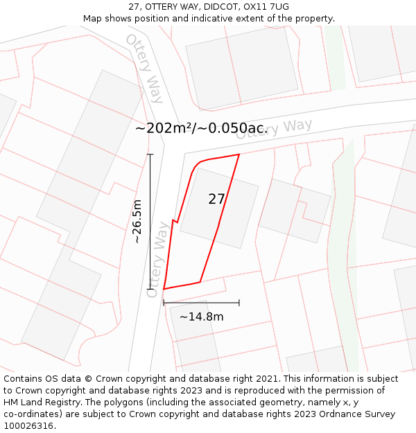 27, OTTERY WAY, DIDCOT, OX11 7UG: Plot and title map