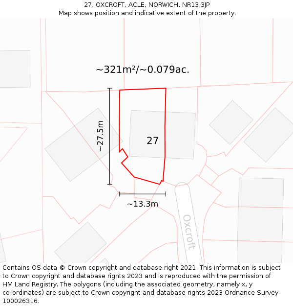 27, OXCROFT, ACLE, NORWICH, NR13 3JP: Plot and title map