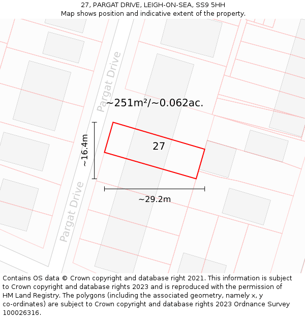 27, PARGAT DRIVE, LEIGH-ON-SEA, SS9 5HH: Plot and title map