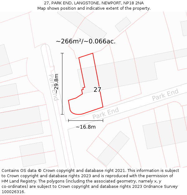 27, PARK END, LANGSTONE, NEWPORT, NP18 2NA: Plot and title map