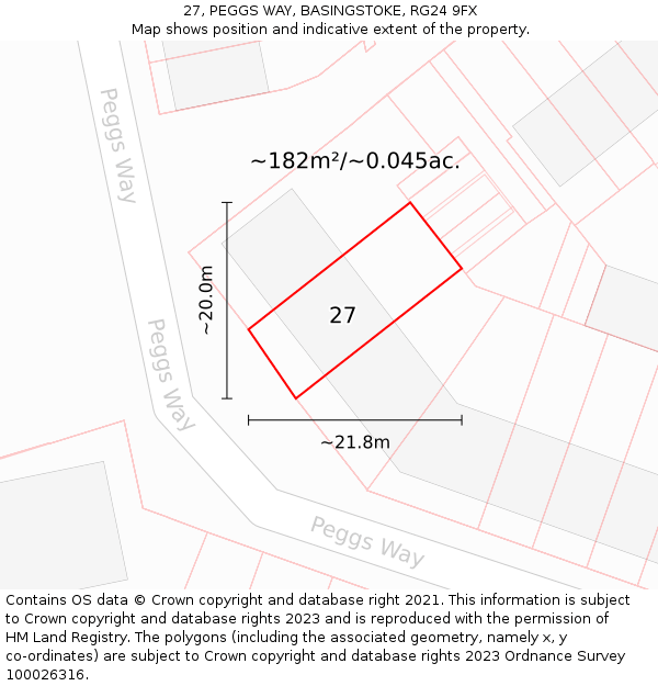 27, PEGGS WAY, BASINGSTOKE, RG24 9FX: Plot and title map
