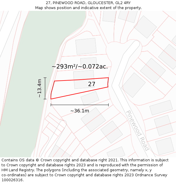 27, PINEWOOD ROAD, GLOUCESTER, GL2 4RY: Plot and title map