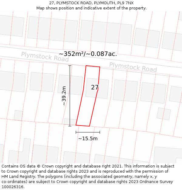 27, PLYMSTOCK ROAD, PLYMOUTH, PL9 7NX: Plot and title map
