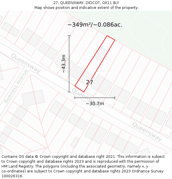 27, QUEENSWAY, DIDCOT, OX11 8LY: Plot and title map