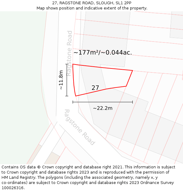 27, RAGSTONE ROAD, SLOUGH, SL1 2PP: Plot and title map