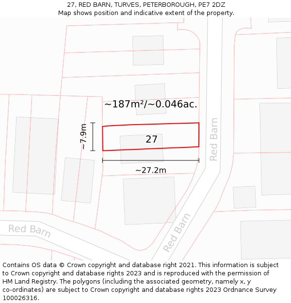 27, RED BARN, TURVES, PETERBOROUGH, PE7 2DZ: Plot and title map