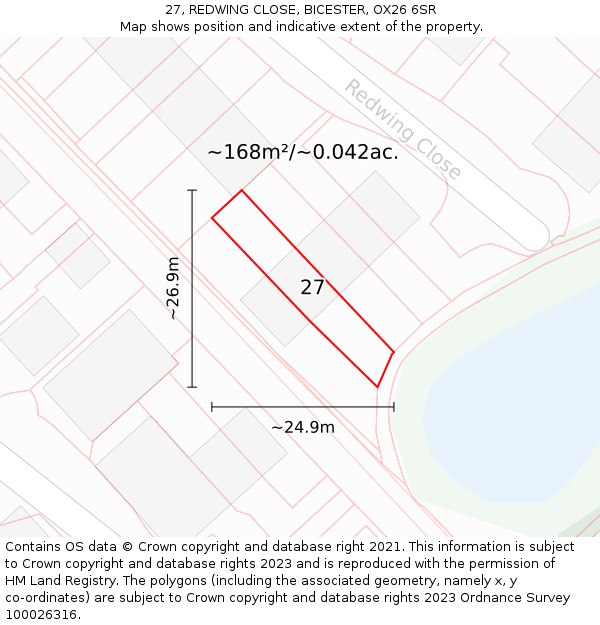 27, REDWING CLOSE, BICESTER, OX26 6SR: Plot and title map