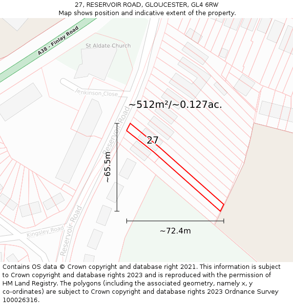 27, RESERVOIR ROAD, GLOUCESTER, GL4 6RW: Plot and title map