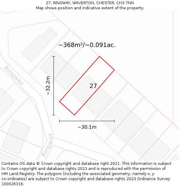 27, RINGWAY, WAVERTON, CHESTER, CH3 7NN: Plot and title map