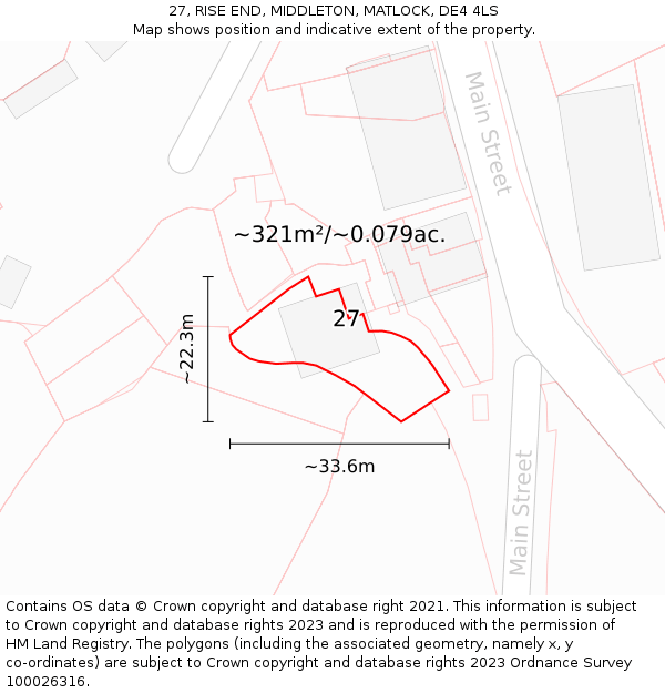 27, RISE END, MIDDLETON, MATLOCK, DE4 4LS: Plot and title map