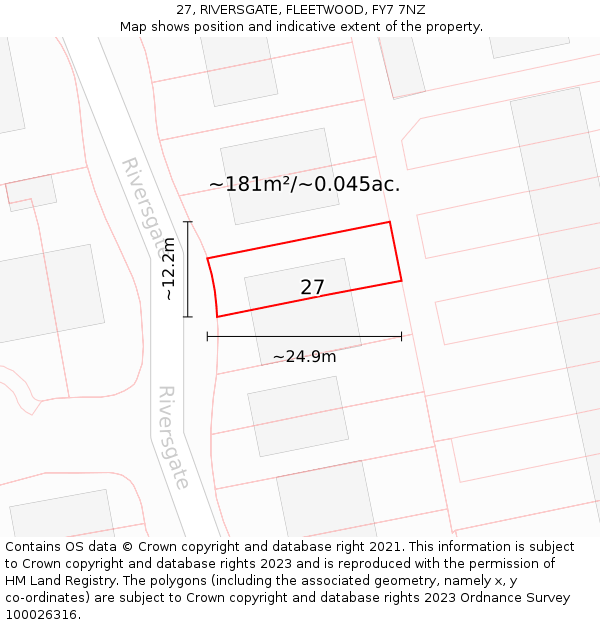27, RIVERSGATE, FLEETWOOD, FY7 7NZ: Plot and title map