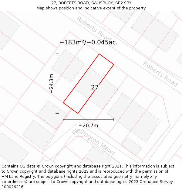 27, ROBERTS ROAD, SALISBURY, SP2 9BY: Plot and title map
