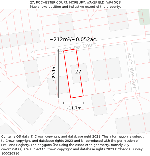 27, ROCHESTER COURT, HORBURY, WAKEFIELD, WF4 5QS: Plot and title map