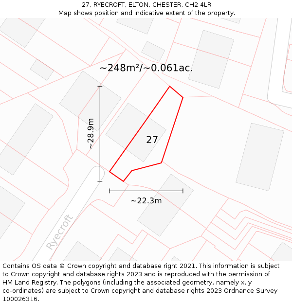27, RYECROFT, ELTON, CHESTER, CH2 4LR: Plot and title map