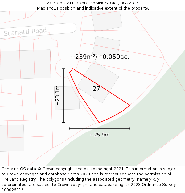 27, SCARLATTI ROAD, BASINGSTOKE, RG22 4LY: Plot and title map