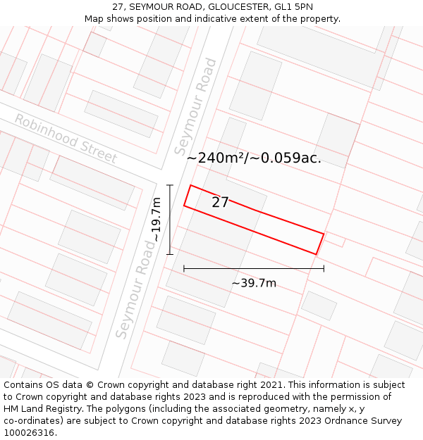 27, SEYMOUR ROAD, GLOUCESTER, GL1 5PN: Plot and title map