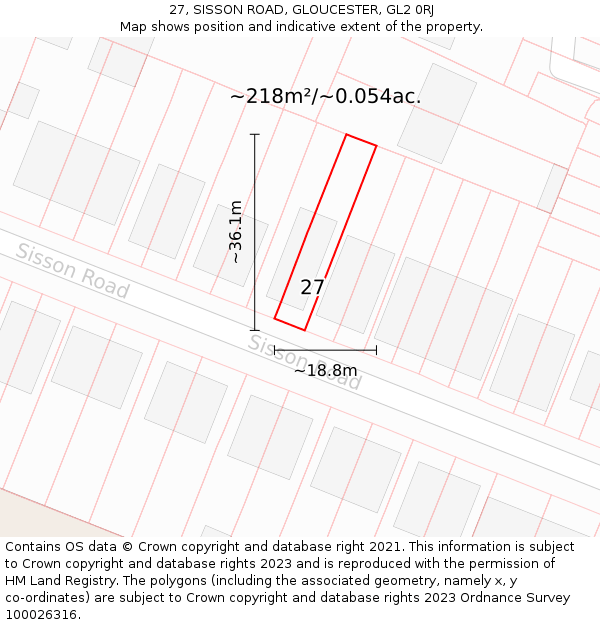 27, SISSON ROAD, GLOUCESTER, GL2 0RJ: Plot and title map