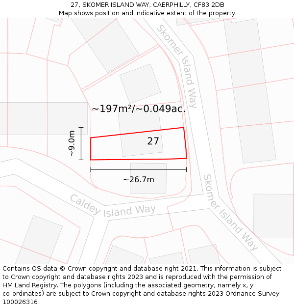 27, SKOMER ISLAND WAY, CAERPHILLY, CF83 2DB: Plot and title map