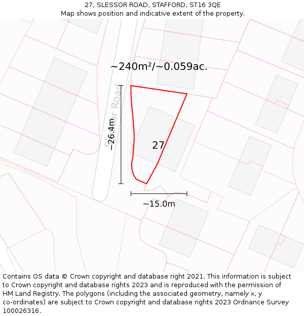 27, SLESSOR ROAD, STAFFORD, ST16 3QE: Plot and title map