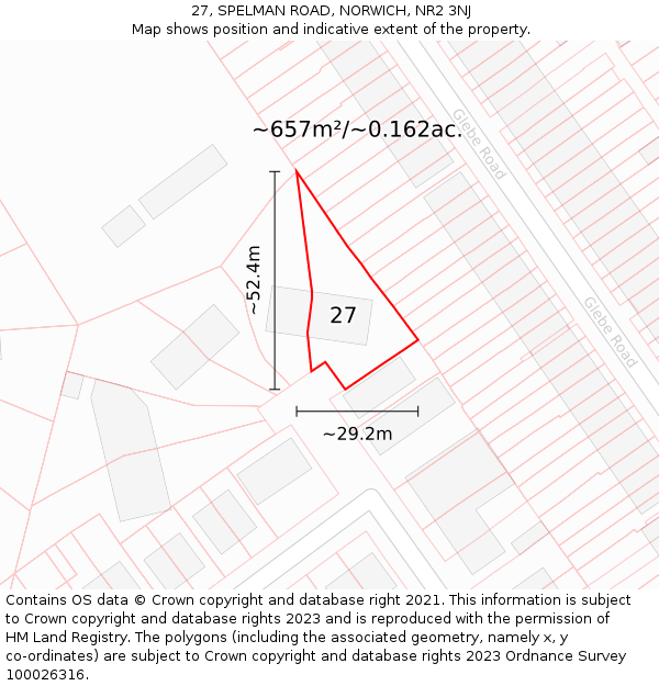 27, SPELMAN ROAD, NORWICH, NR2 3NJ: Plot and title map
