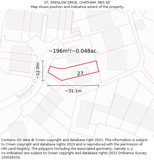 27, SPENLOW DRIVE, CHATHAM, ME5 9JT: Plot and title map