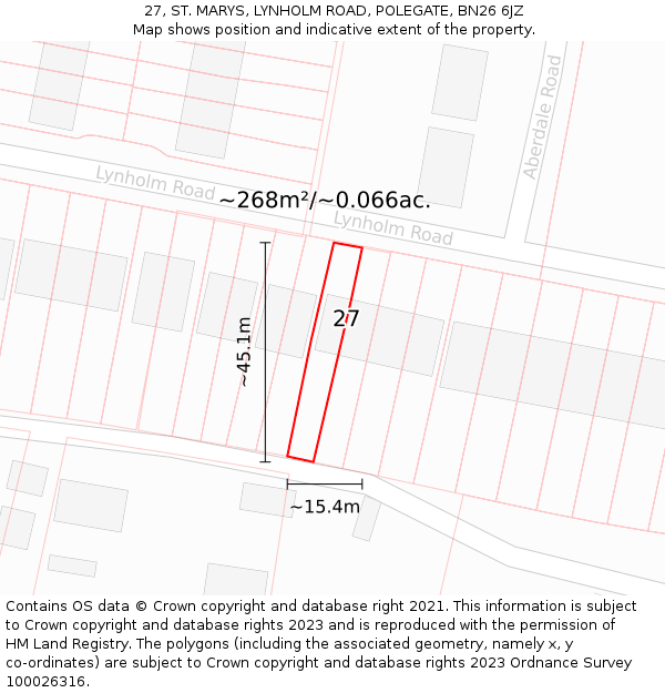 27, ST. MARYS, LYNHOLM ROAD, POLEGATE, BN26 6JZ: Plot and title map