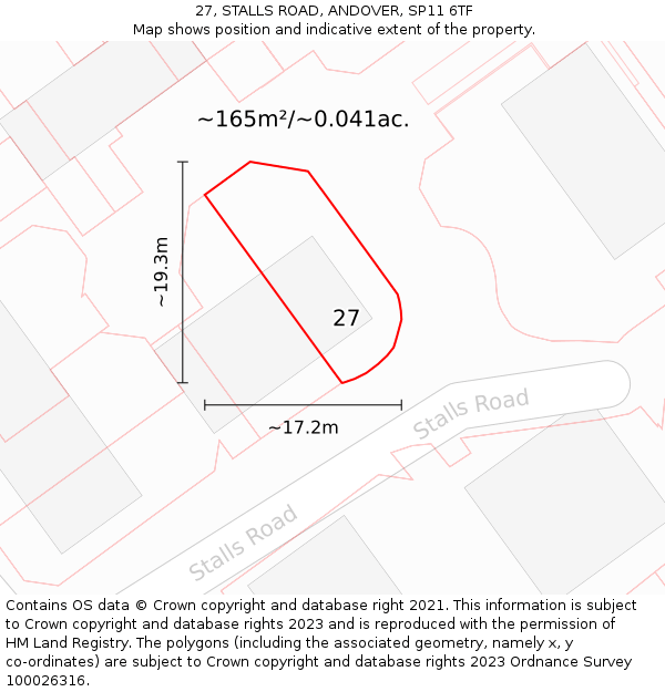 27, STALLS ROAD, ANDOVER, SP11 6TF: Plot and title map