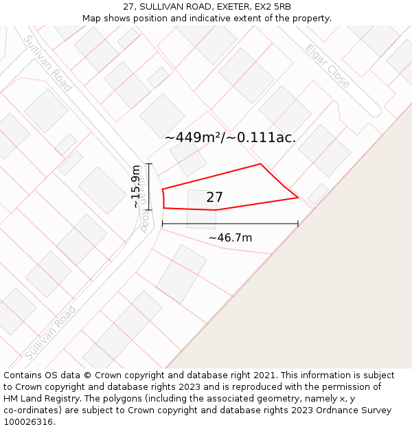 27, SULLIVAN ROAD, EXETER, EX2 5RB: Plot and title map