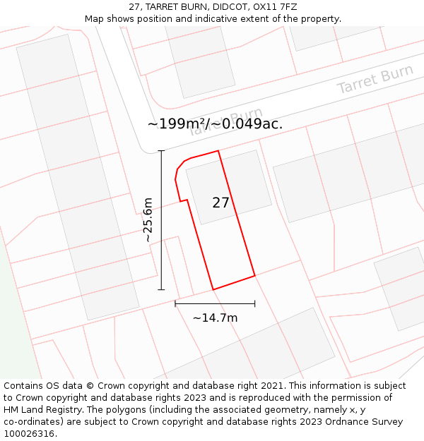 27, TARRET BURN, DIDCOT, OX11 7FZ: Plot and title map