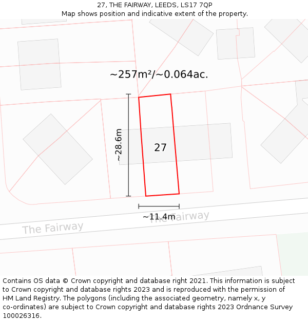 27, THE FAIRWAY, LEEDS, LS17 7QP: Plot and title map