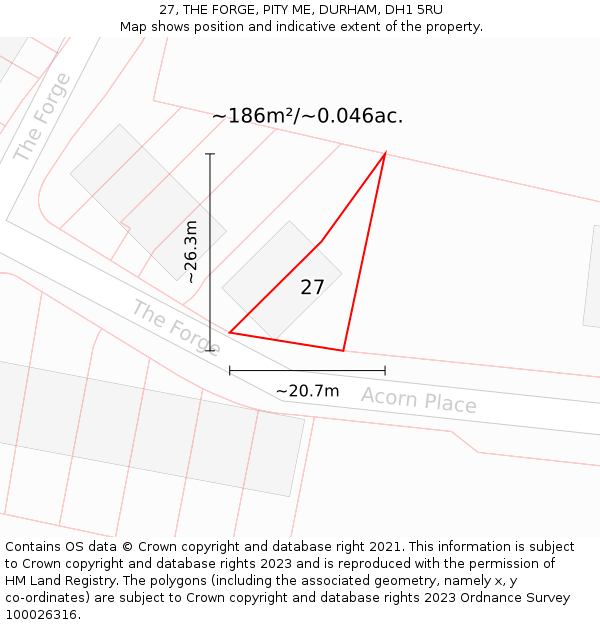 27, THE FORGE, PITY ME, DURHAM, DH1 5RU: Plot and title map