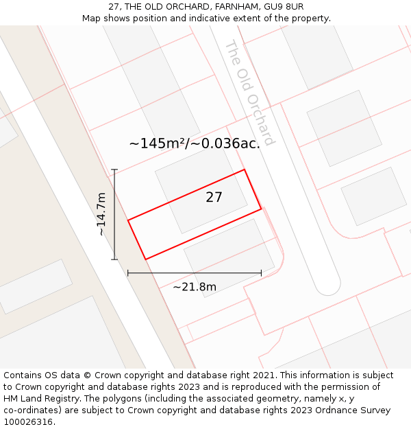 27, THE OLD ORCHARD, FARNHAM, GU9 8UR: Plot and title map