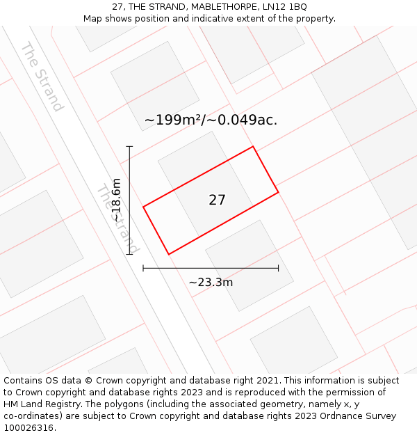 27, THE STRAND, MABLETHORPE, LN12 1BQ: Plot and title map