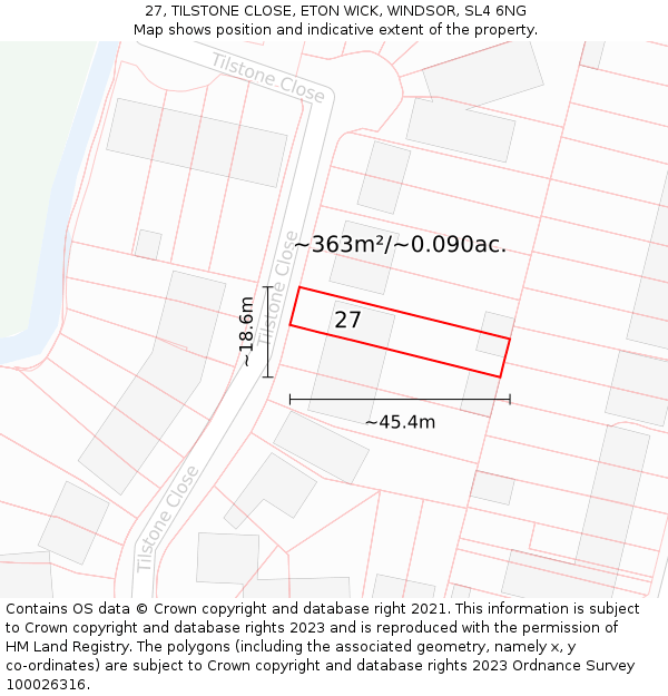 27, TILSTONE CLOSE, ETON WICK, WINDSOR, SL4 6NG: Plot and title map