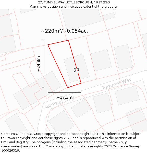 27, TUMMEL WAY, ATTLEBOROUGH, NR17 2SG: Plot and title map