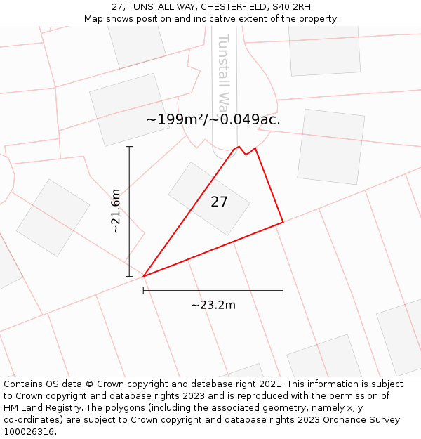 27, TUNSTALL WAY, CHESTERFIELD, S40 2RH: Plot and title map
