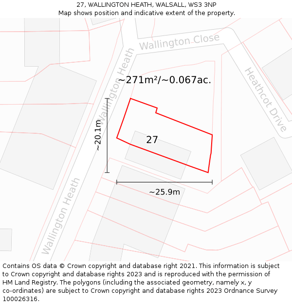 27, WALLINGTON HEATH, WALSALL, WS3 3NP: Plot and title map