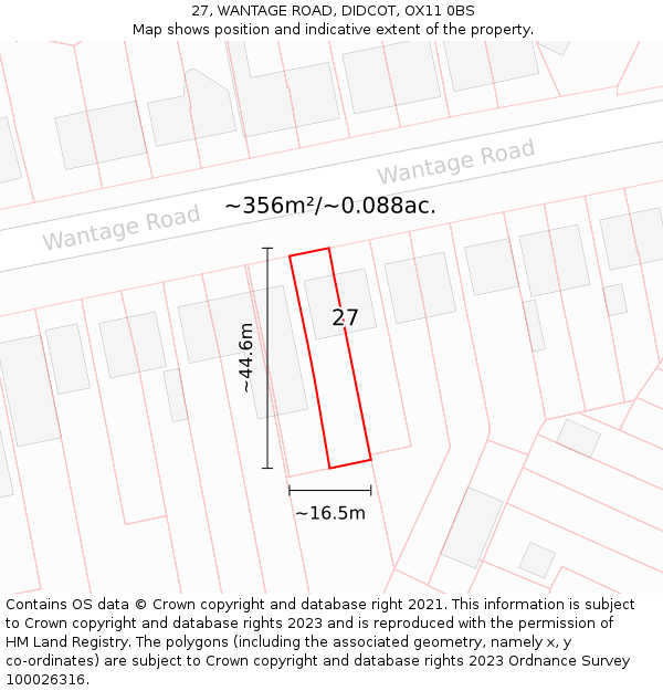 27, WANTAGE ROAD, DIDCOT, OX11 0BS: Plot and title map