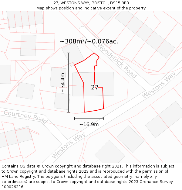 27, WESTONS WAY, BRISTOL, BS15 9RR: Plot and title map